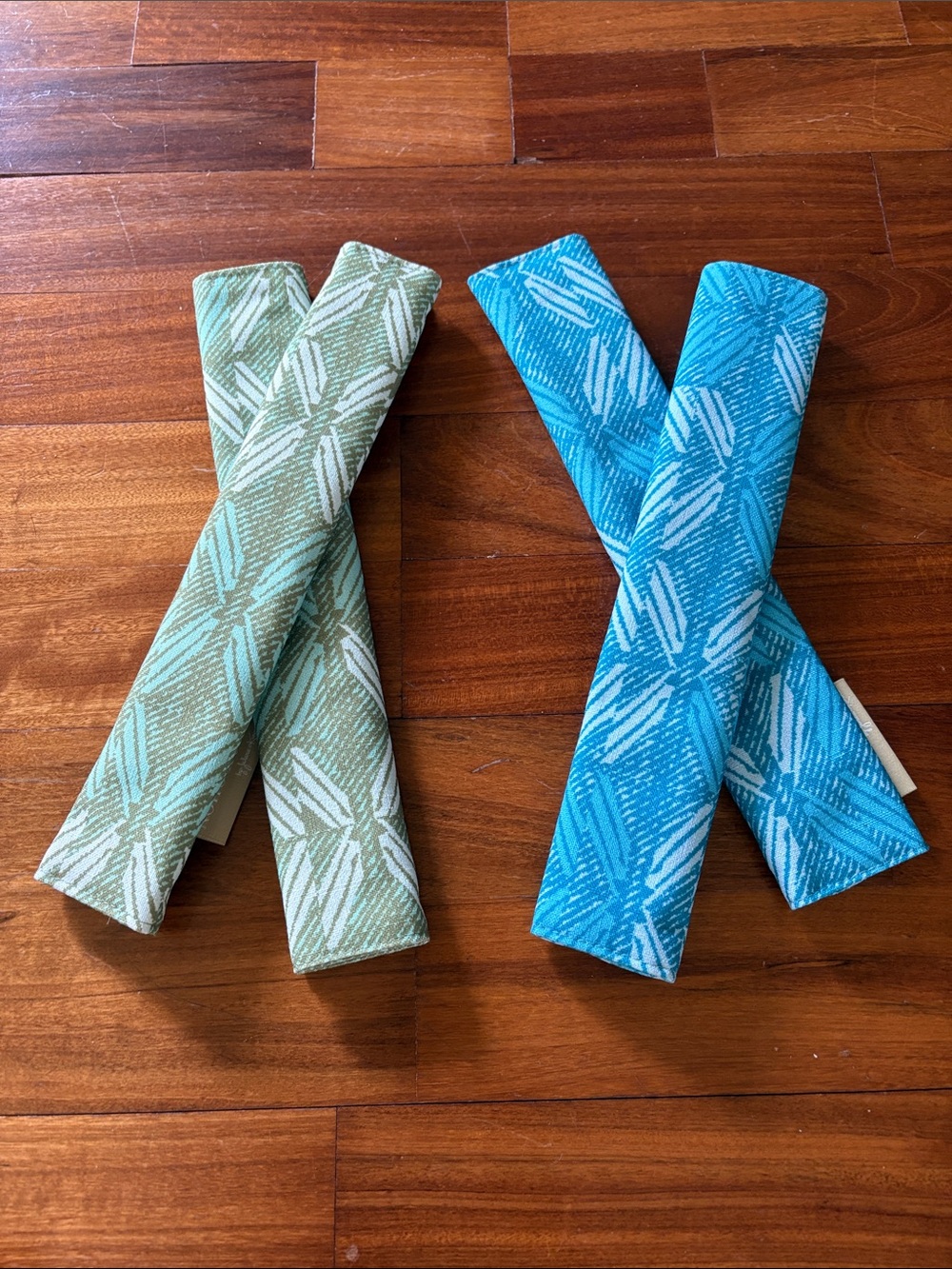 Set of two Hawaiian print refrigerator door handle covers - Blue & Sage